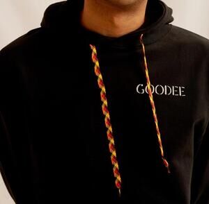 Goodee x Kotn Mens Hoodie Size L Black Relaxed 100% Cotton Urban Street Cali